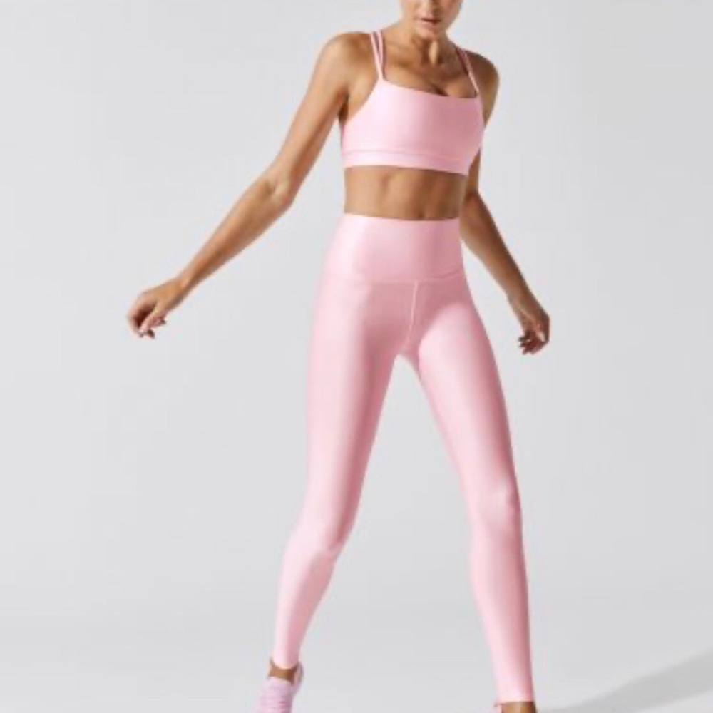 Carbon38 High Waisted Shiny Pink Leggings NWOT